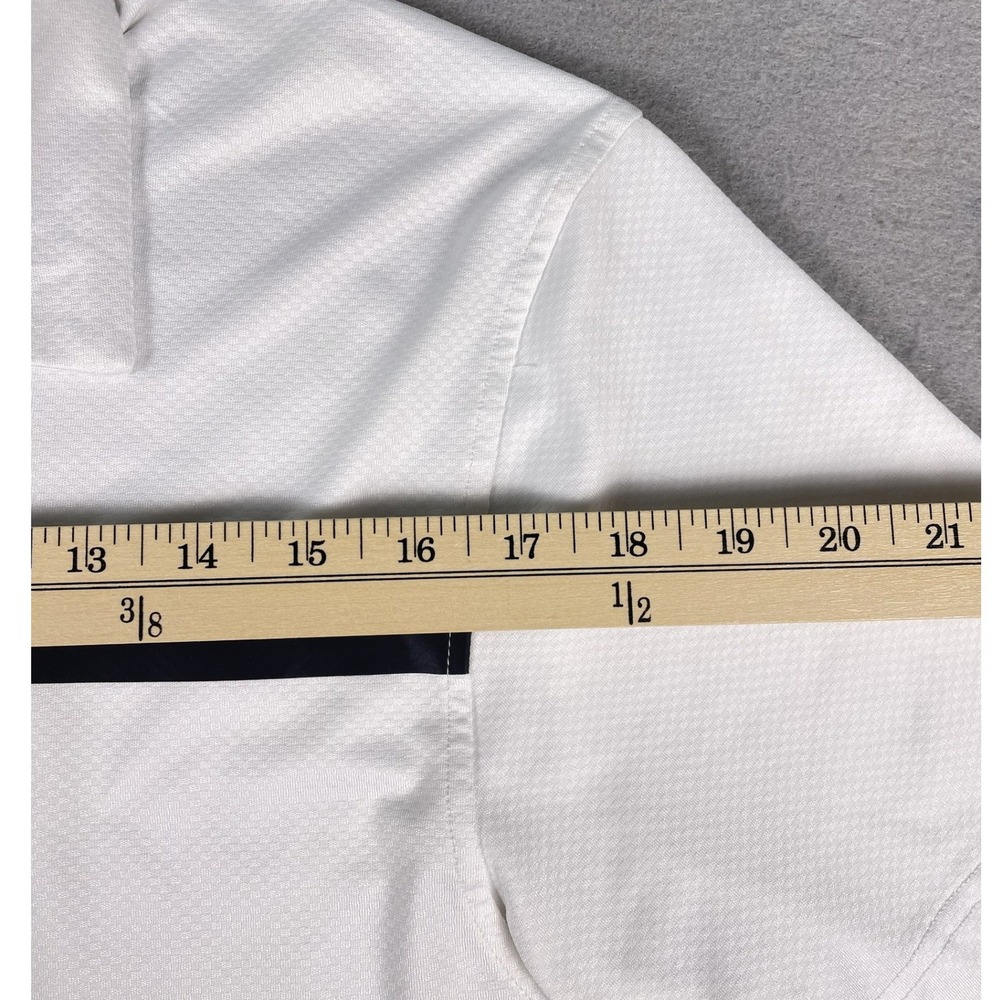 BYLT Polo Shirt Mens Large White Black Stripe Short Sleeve Performance Stretch - Picture 6 of 9